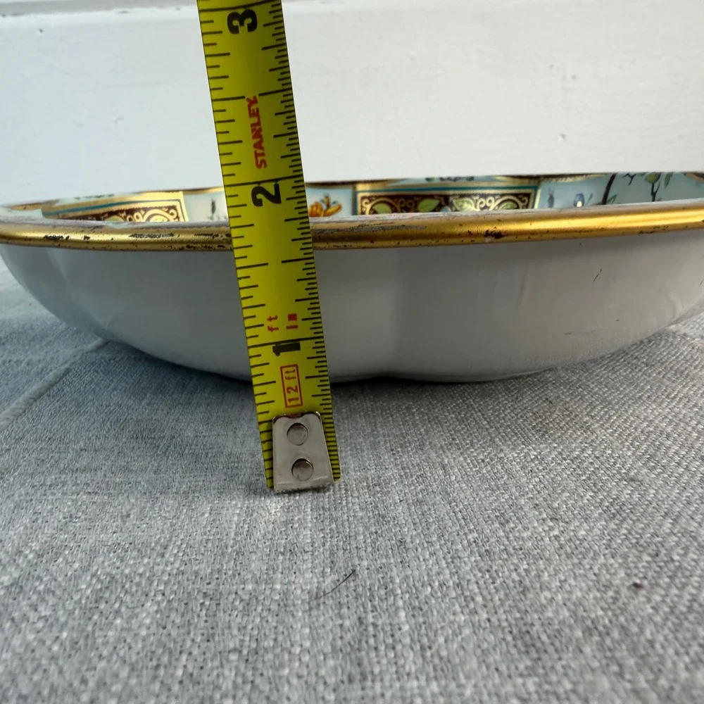VTG 1971 Daher Decorated Ware Floral Metal Tin Bowl Trinket Tray Key Purse Bowl‎